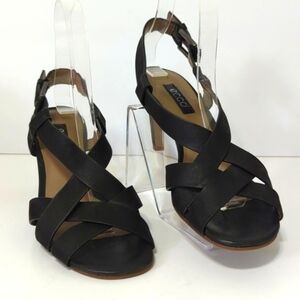 Ecco Black Strappy Heels/sandals woman's size 5-5.5 EU 36